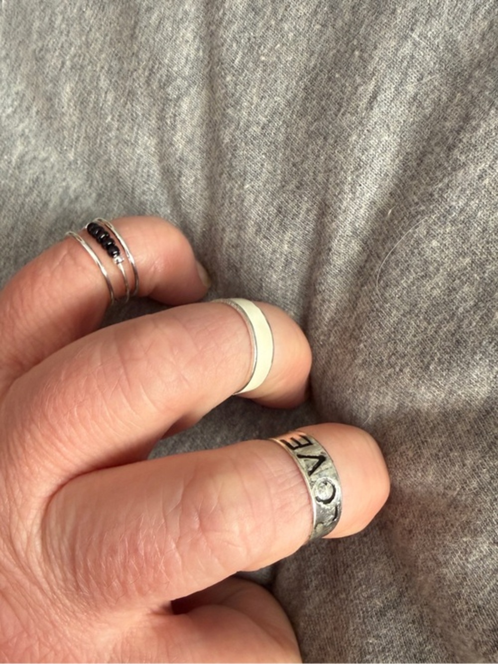 Silver 'LOVE' Text Band Knuckle/Toe Rings Set of 3 -Silver